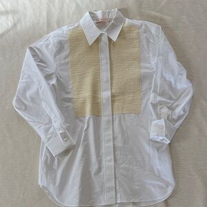 Tory Burch White and Cream Dress Shirt